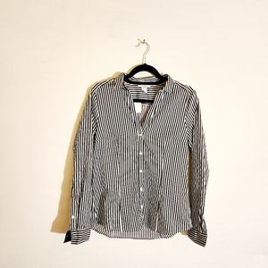 H&M Navy and White Striped Button Down Shirt